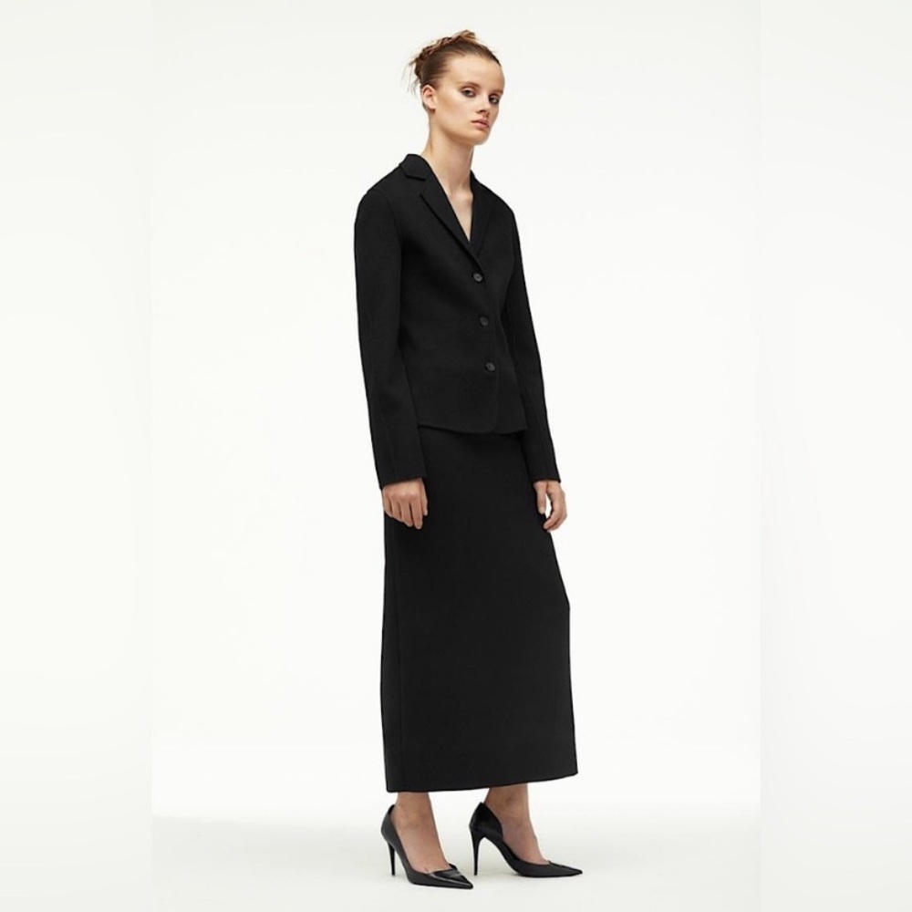 ZARA WOOL HIGH WAISTED MIDI PENCIL SKIRT ELEGANT CHIC Black M - Picture 4 of 15